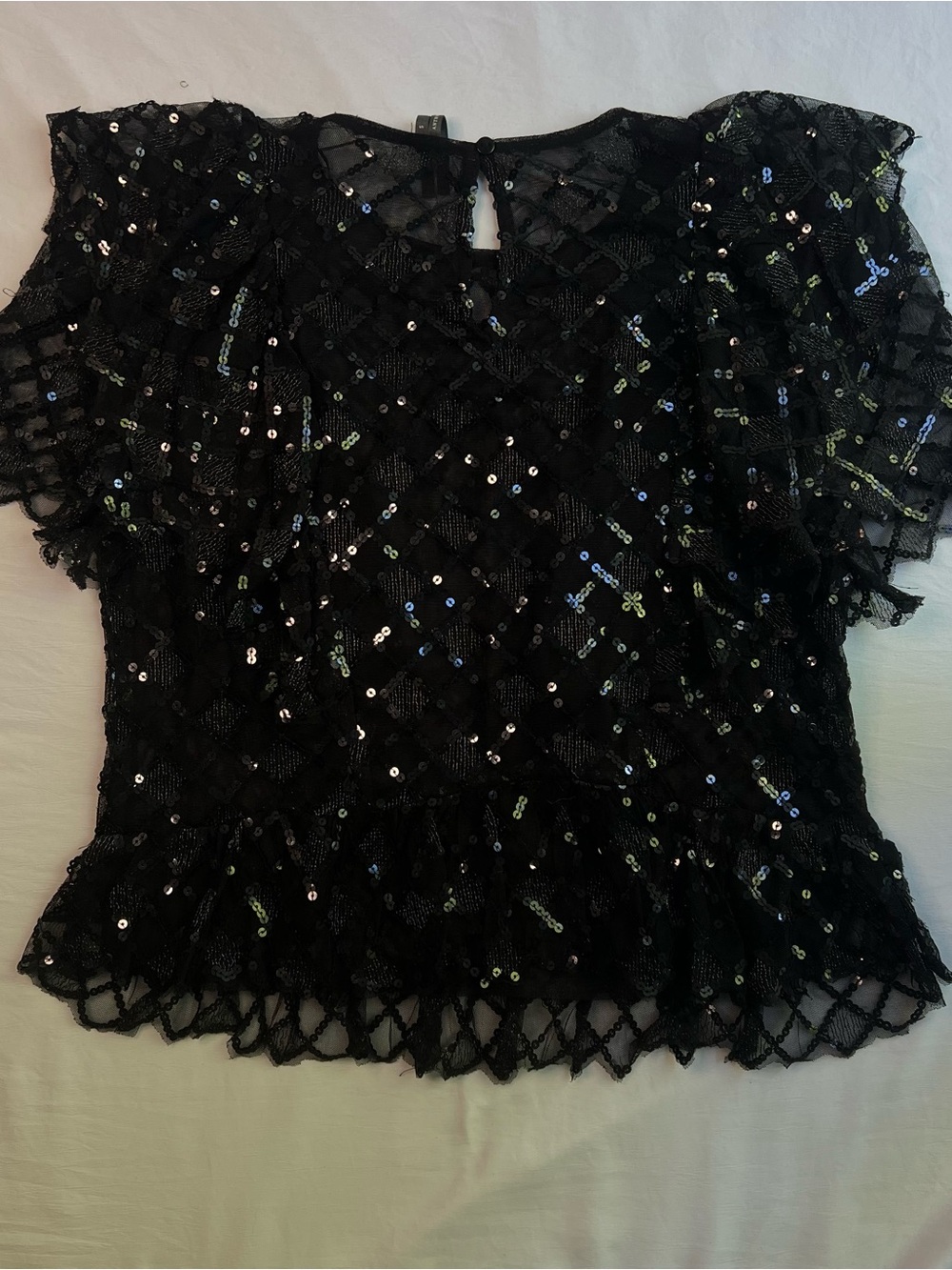 By Anthropologie Semi-Sheer Sequin Top - Picture 5 of 5
